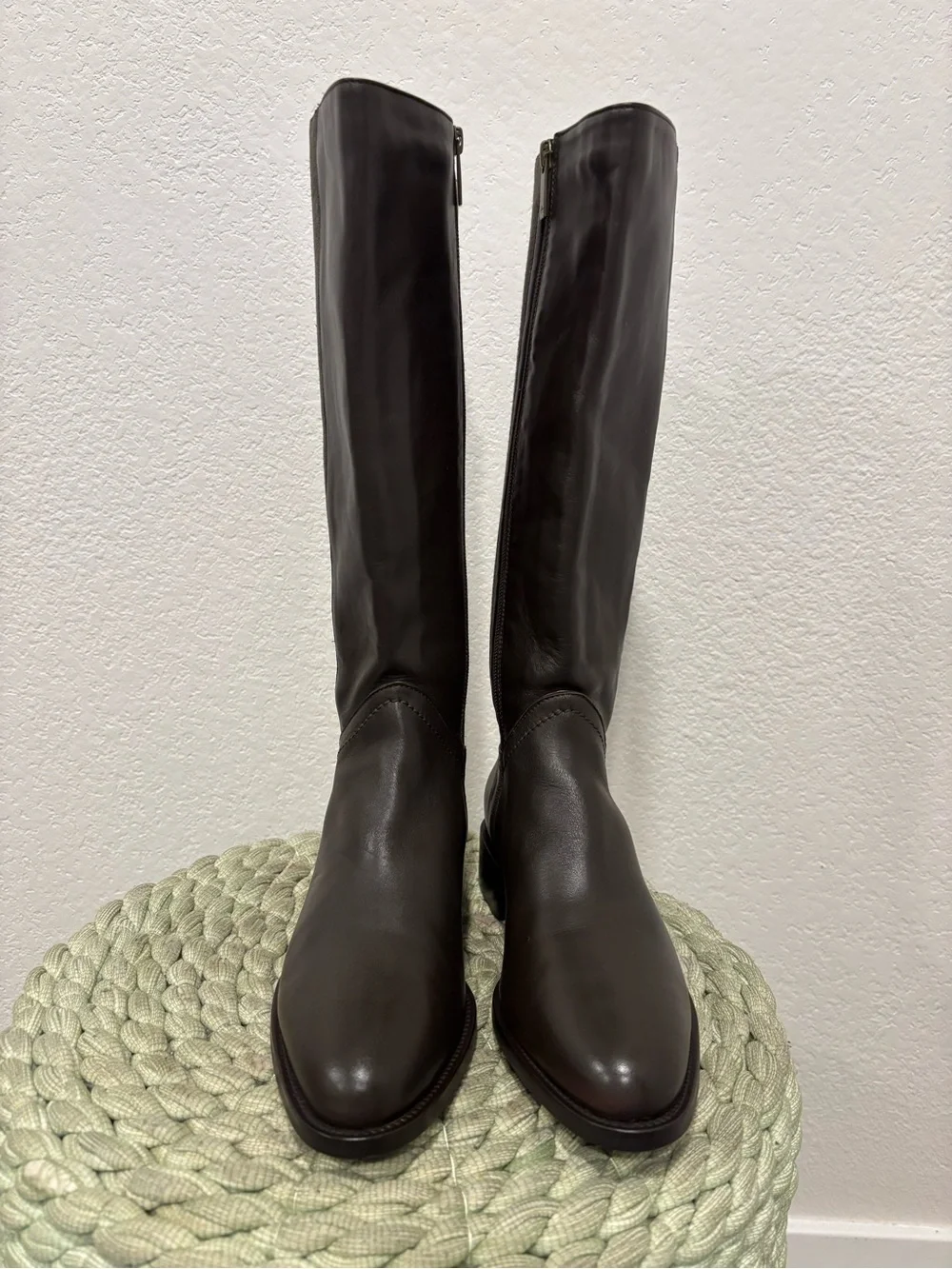 Aquatalia Ricarda Chocolate Brown Leather Tall Riding Boots Size 8